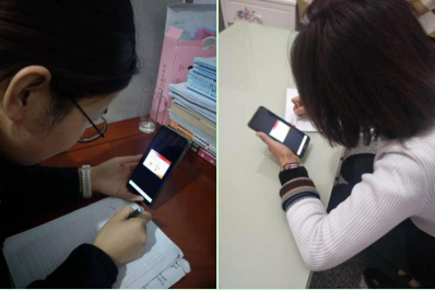 学生通过手机收看在线直播